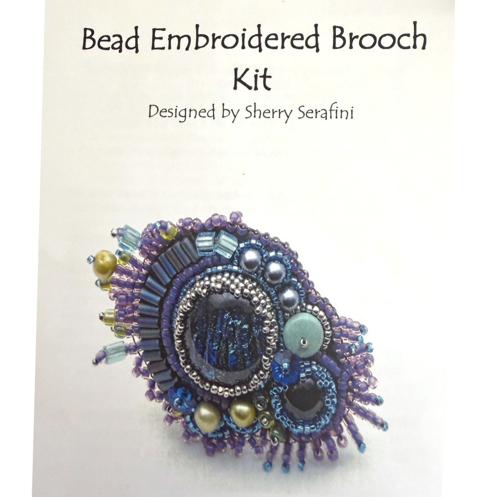 Bead Embroidered Brooch Kit Sherry Serafini Blue DIY Jewelry Beading